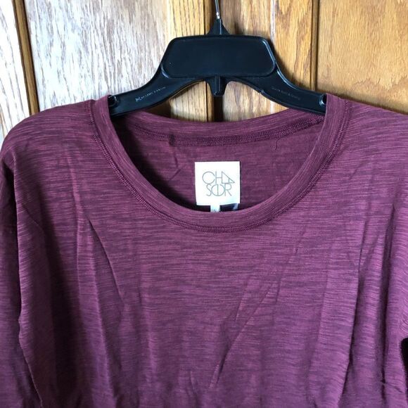NWT Chaser Maroon Heather Slub Long Sleeve Top - S - Picture 3 of 11